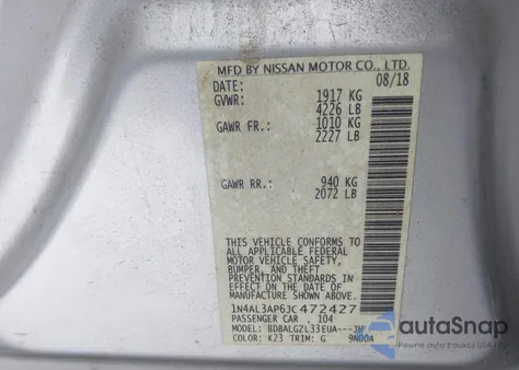 2018 Nissan Altima 2.5 S from USA, damaged, VIN 1N4AL3AP6JC472427